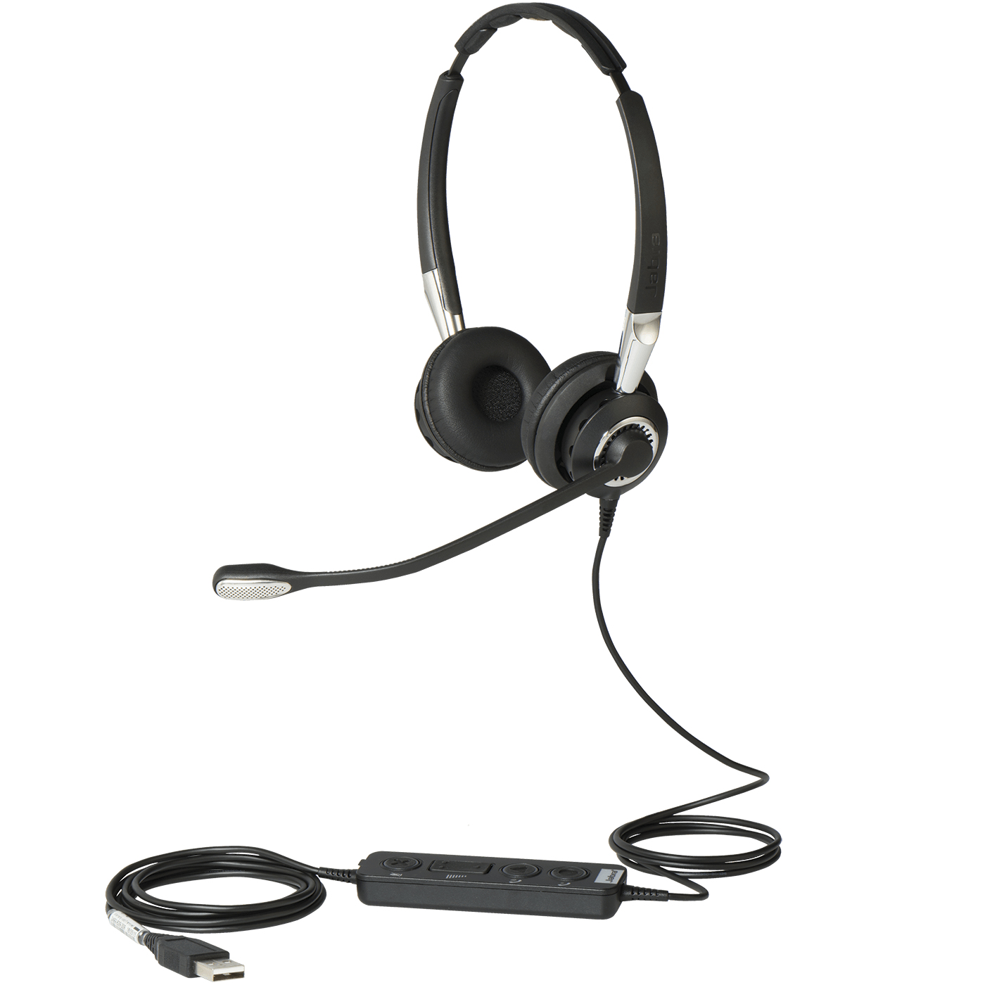 Jabra Biz 2400 II USB Duo CC Headset Kabel Huvudband Kontor/callcenter Svart, Silver