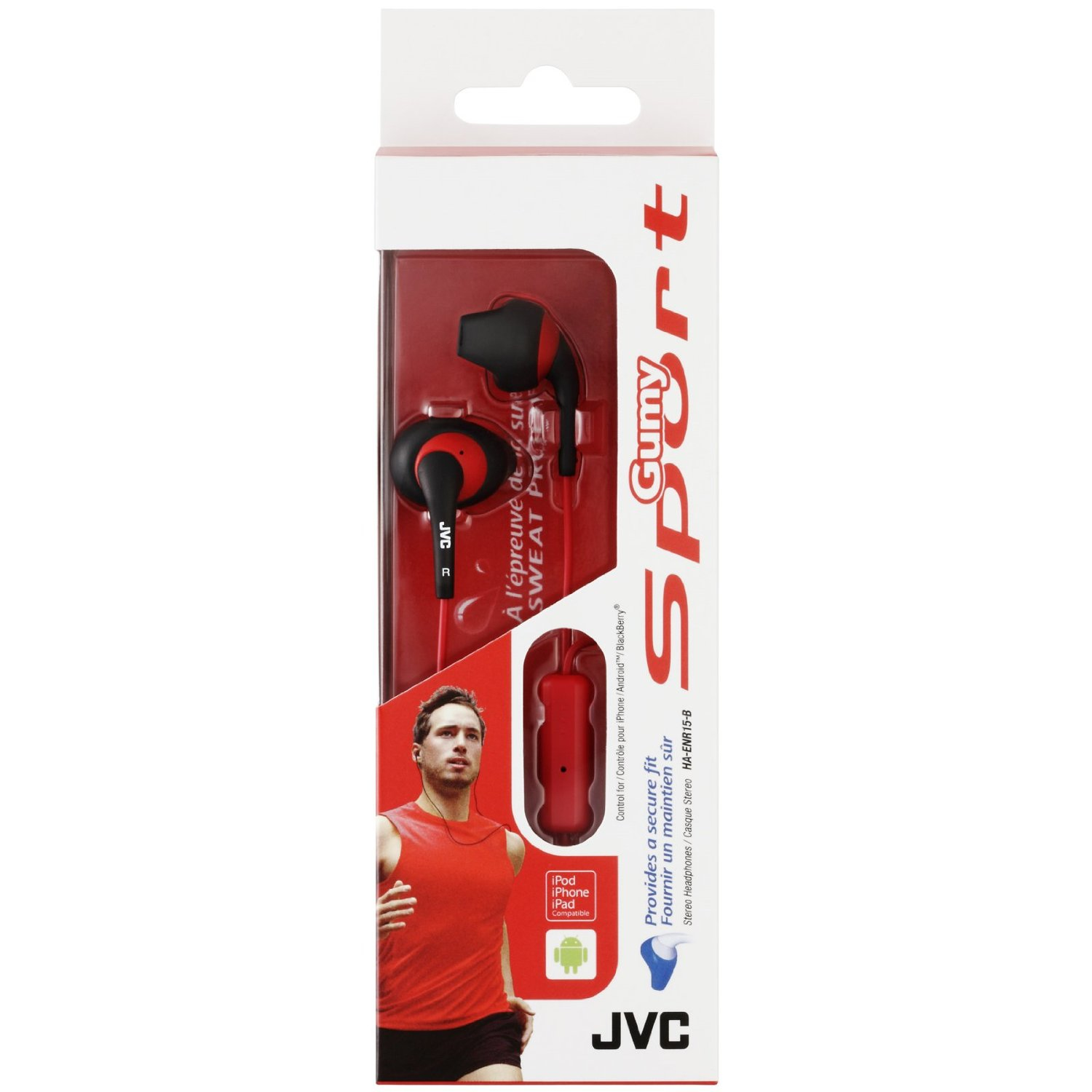 JVC Gumy Sport Headset Wired In-ear Sports Black, Red image 2
