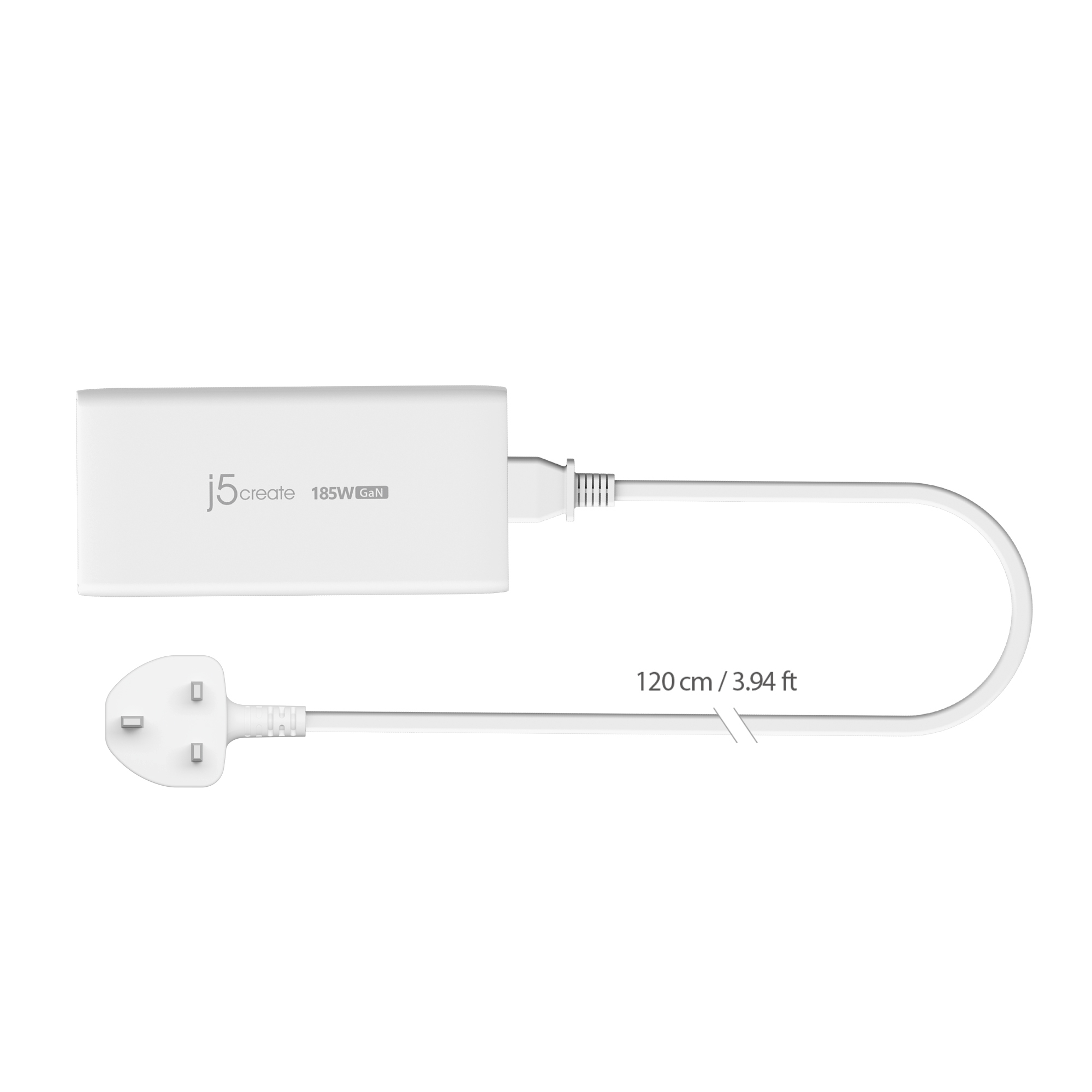 j5create JUP37185W 185W GaN PD 3.1 USB-C® 3-Port Charger-UK, Black – image 3