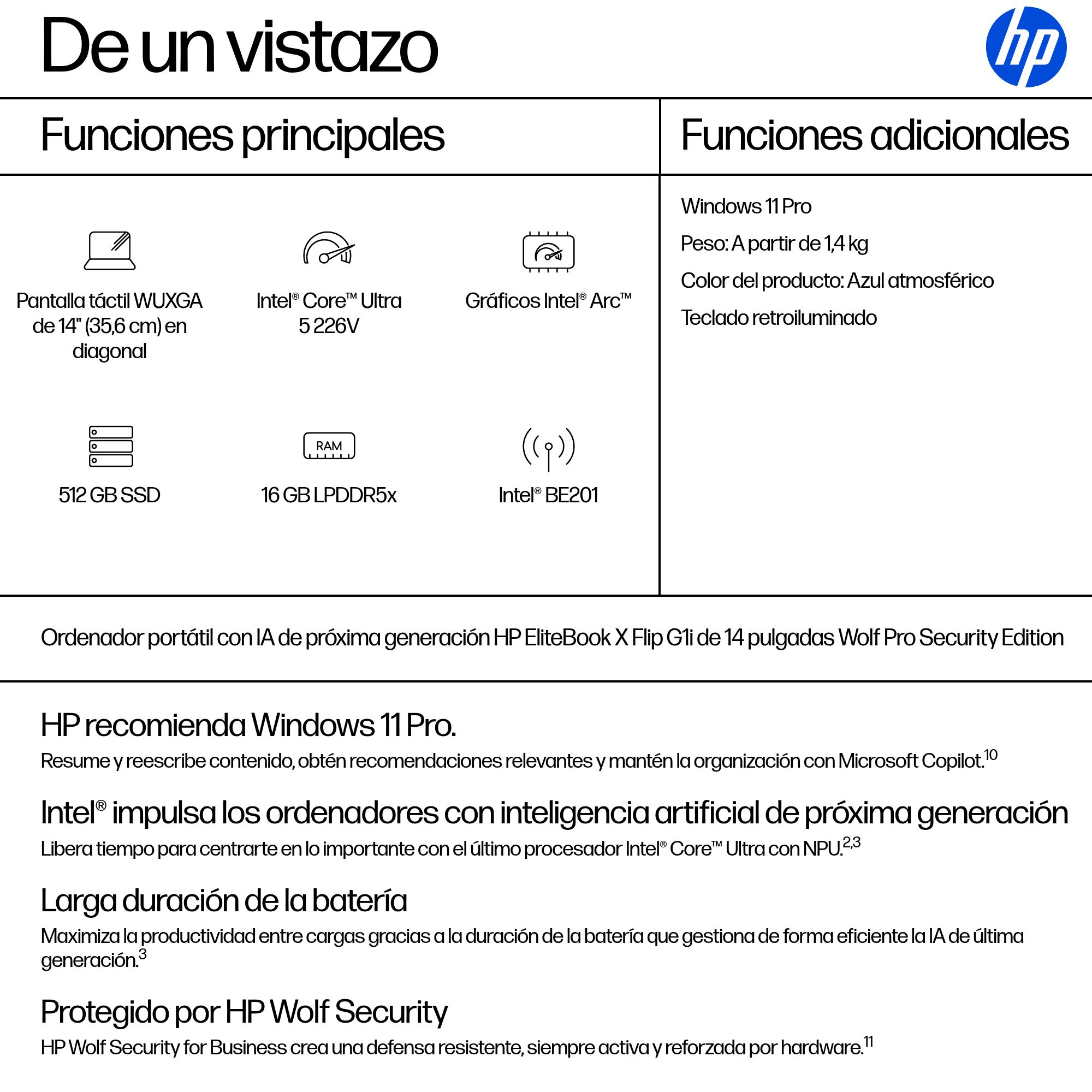 Portátil Profesional HP EliteBook X Flip G1i 14" con IA - imagen 6