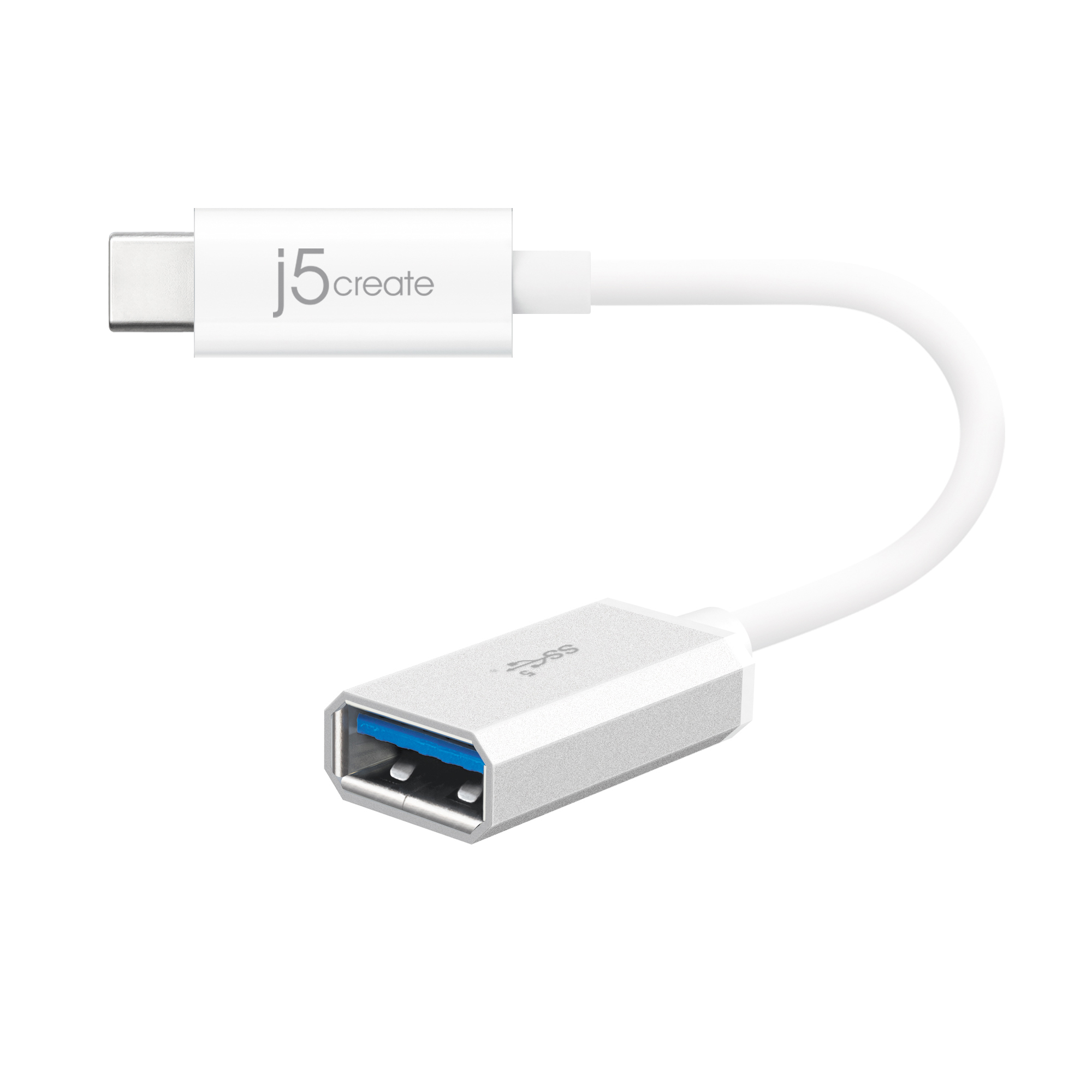 j5create JUCX05 USB-C® 3.1 to USB™ Type-A Adapter, White and Silver – image 3
