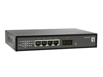 LevelOne 4 x 802.3af PoE + 1 MM SC Unmanaged Switch -10 ~ 60C, Desktop