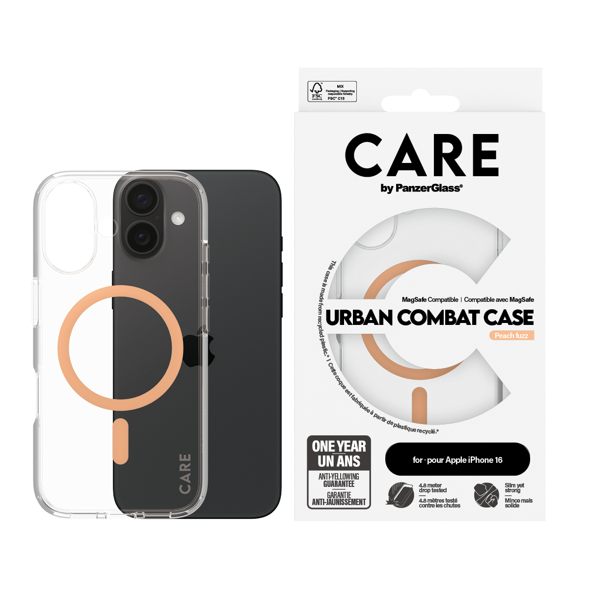 PanzerGlass CARE by PanzerGlass® Flagship Case Transparent Urban Combat w. Peachy MagSafe iPhone 16 – image 2