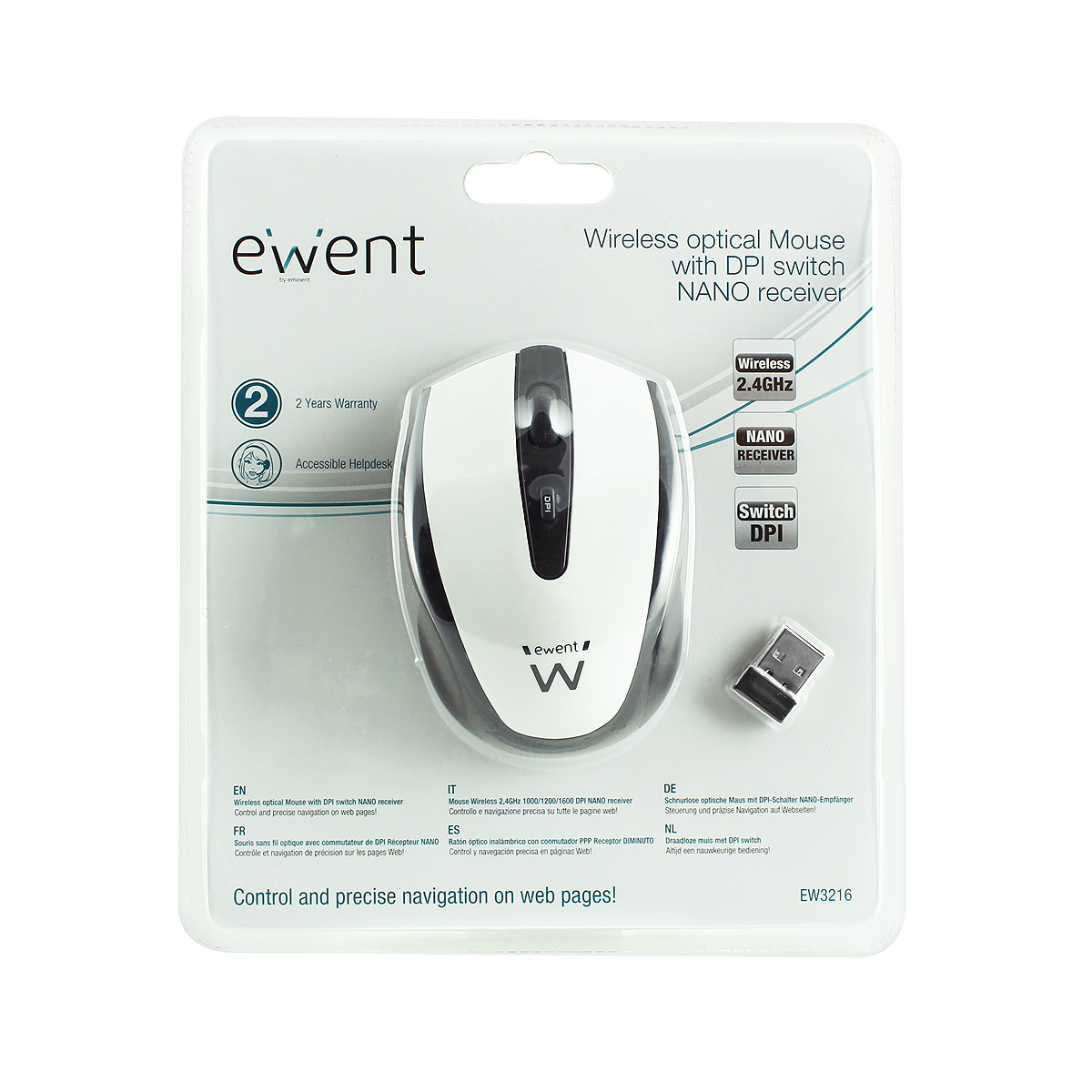 Ewent EW3216 mouse Office Ambidextrous RF Wireless Optical 1600 DPI – image 2