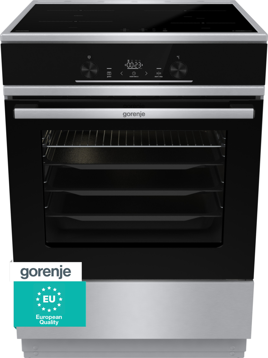 Gorenje GEIT6E81XPG Freestanding cooker Electric Zone induction hob Stainless steel – image 1