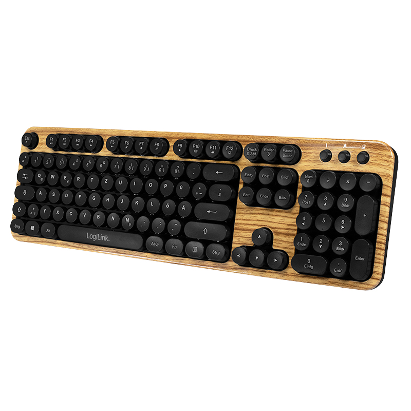 LogiLink ID0176 keyboard Mouse included Home RF Wireless QWERTZ German Black, Wood – image 3