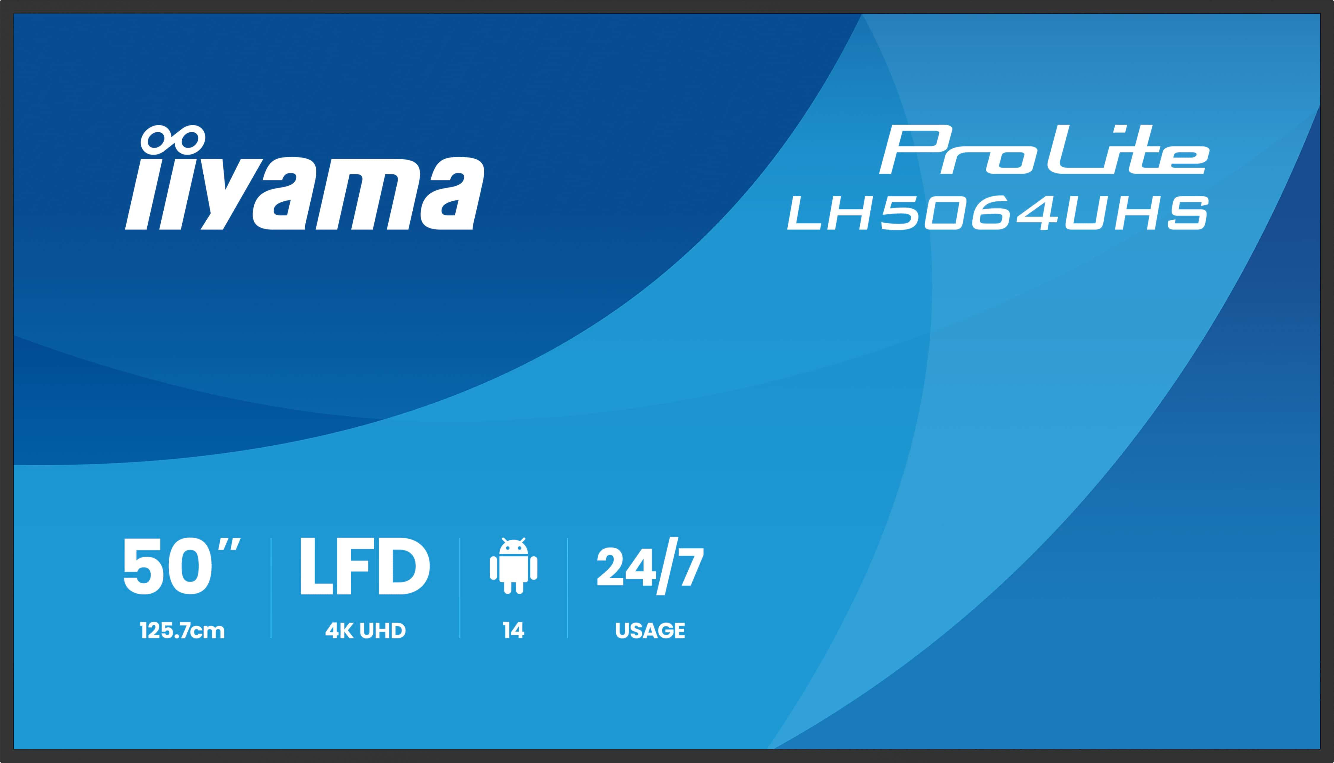 iiyama LH6564UHS-B1AG visualizzatore di messaggi Pannello piatto per segnaletica digitale 165,1 cm (65") Wi-Fi 500 cd/m² 4K Ul