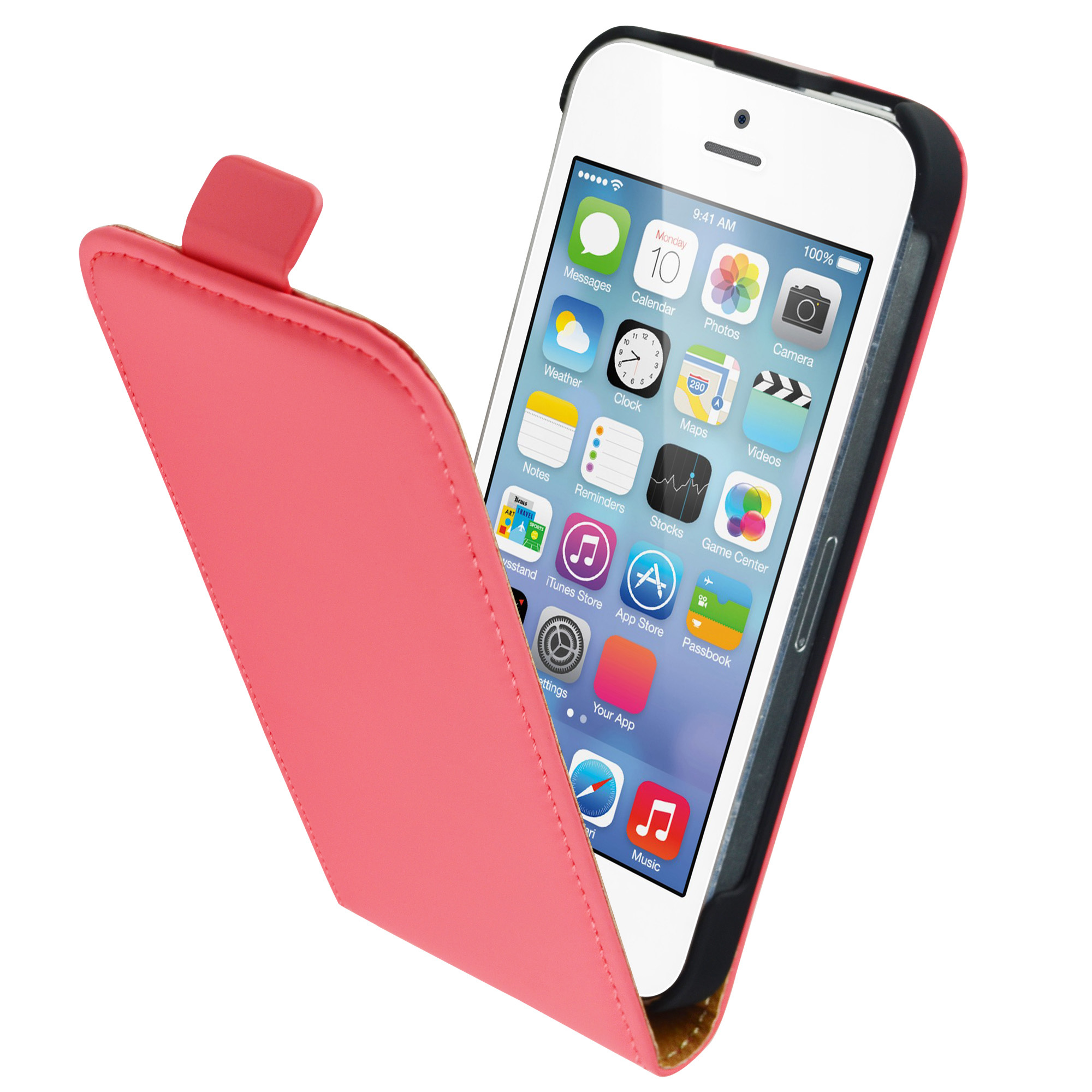 Mobiparts Premium Flip Case Apple iPhone 5, iPhone 5S, iPhone SE Peach Pink – image 1