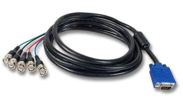 VGA - 5x BNC Kablo, 2m, Erkek - Erkek, Mavi