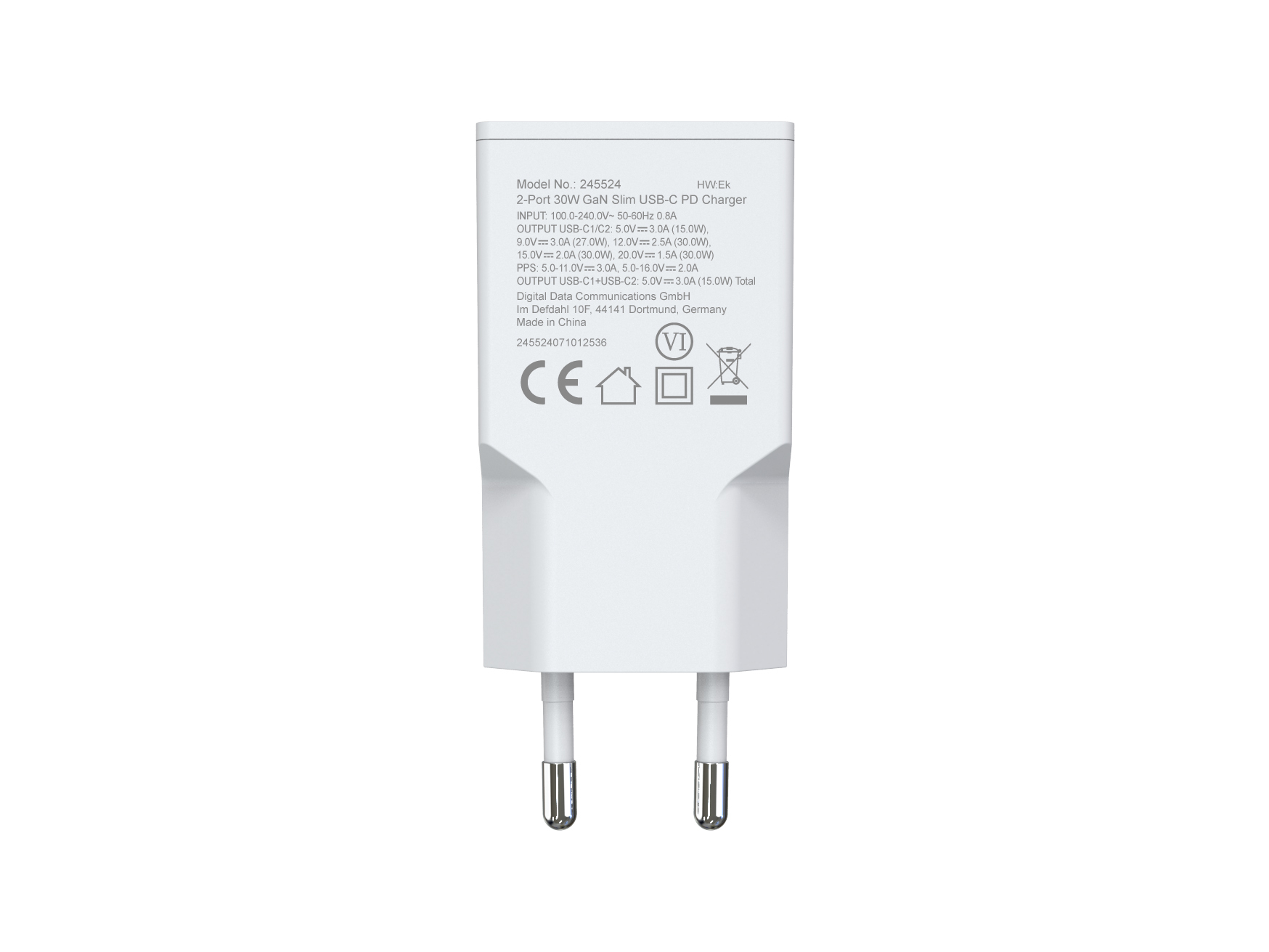 Equip Ladegerät 2Port USB-C PD3.0       GaN Slim 30W  ÜSS ws Ladegerät