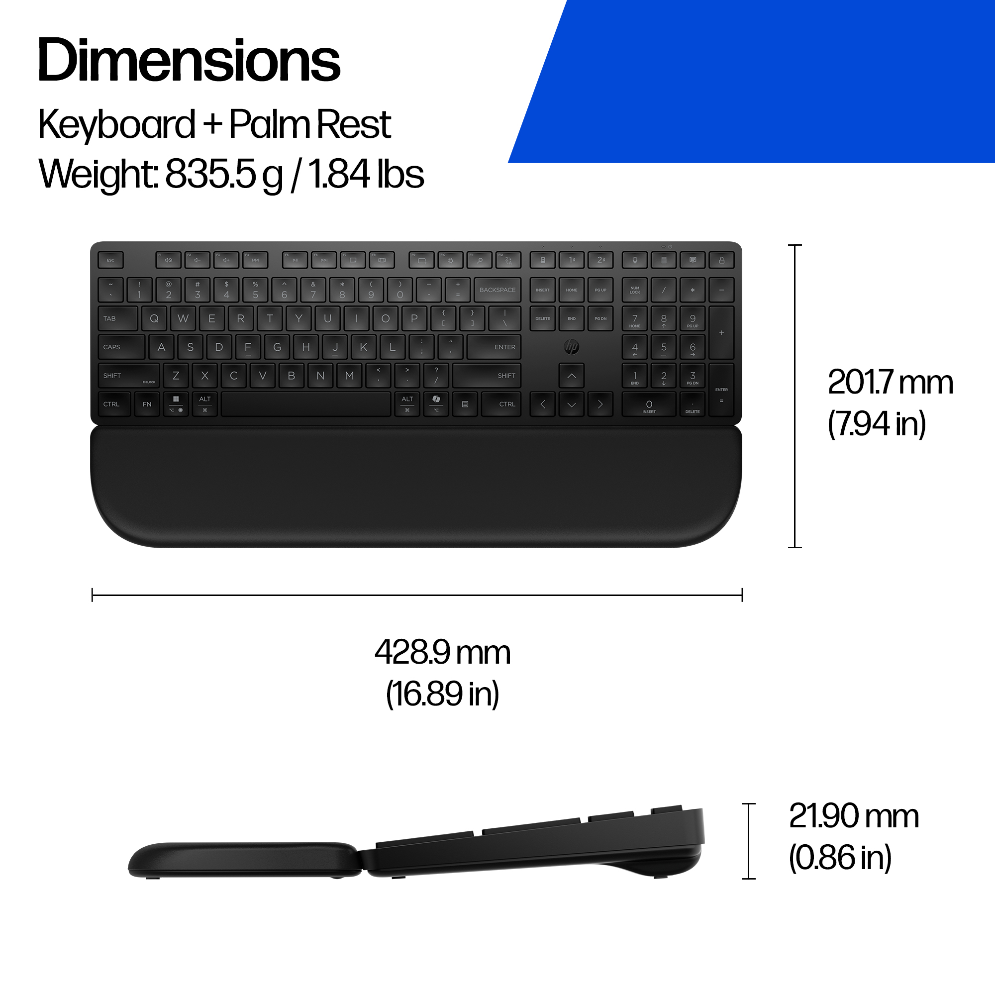 HP Multi-Device Dual-Mode Keyboard with Palm Rest 580K – image 4