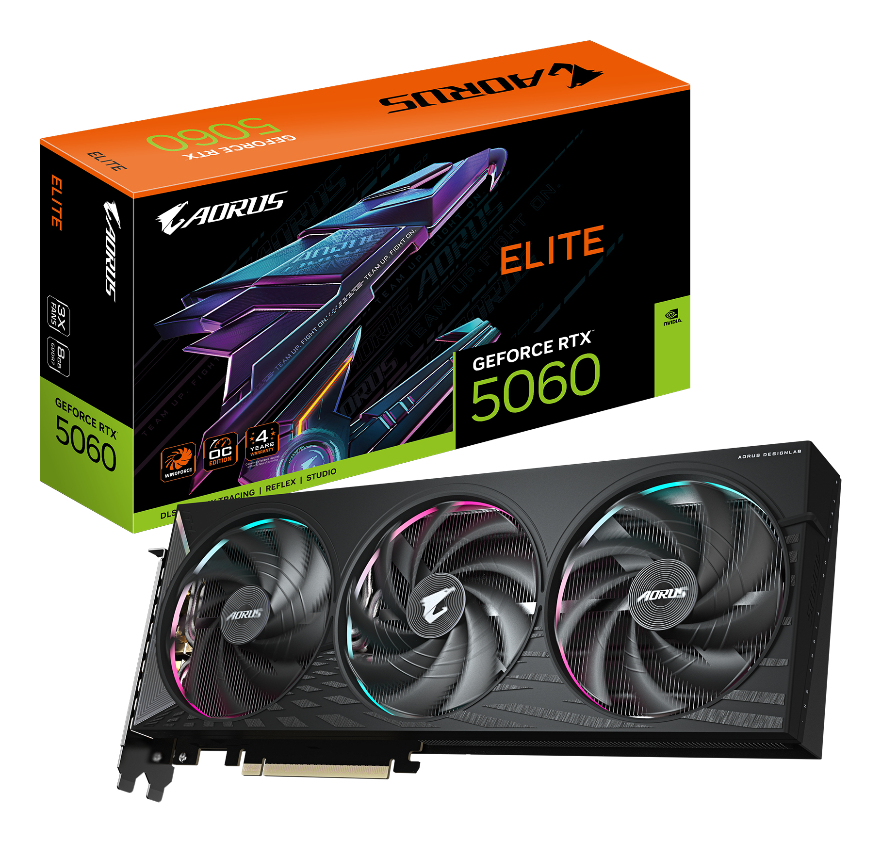 GIGABYTE AORUS GeForce RTX 5060 ELITE 8G Scheda Grafica - 8GB GDDR7, 128bit, PCI-E 5.0, 2722 MHz Frequenza core, 3 x DisplayPor