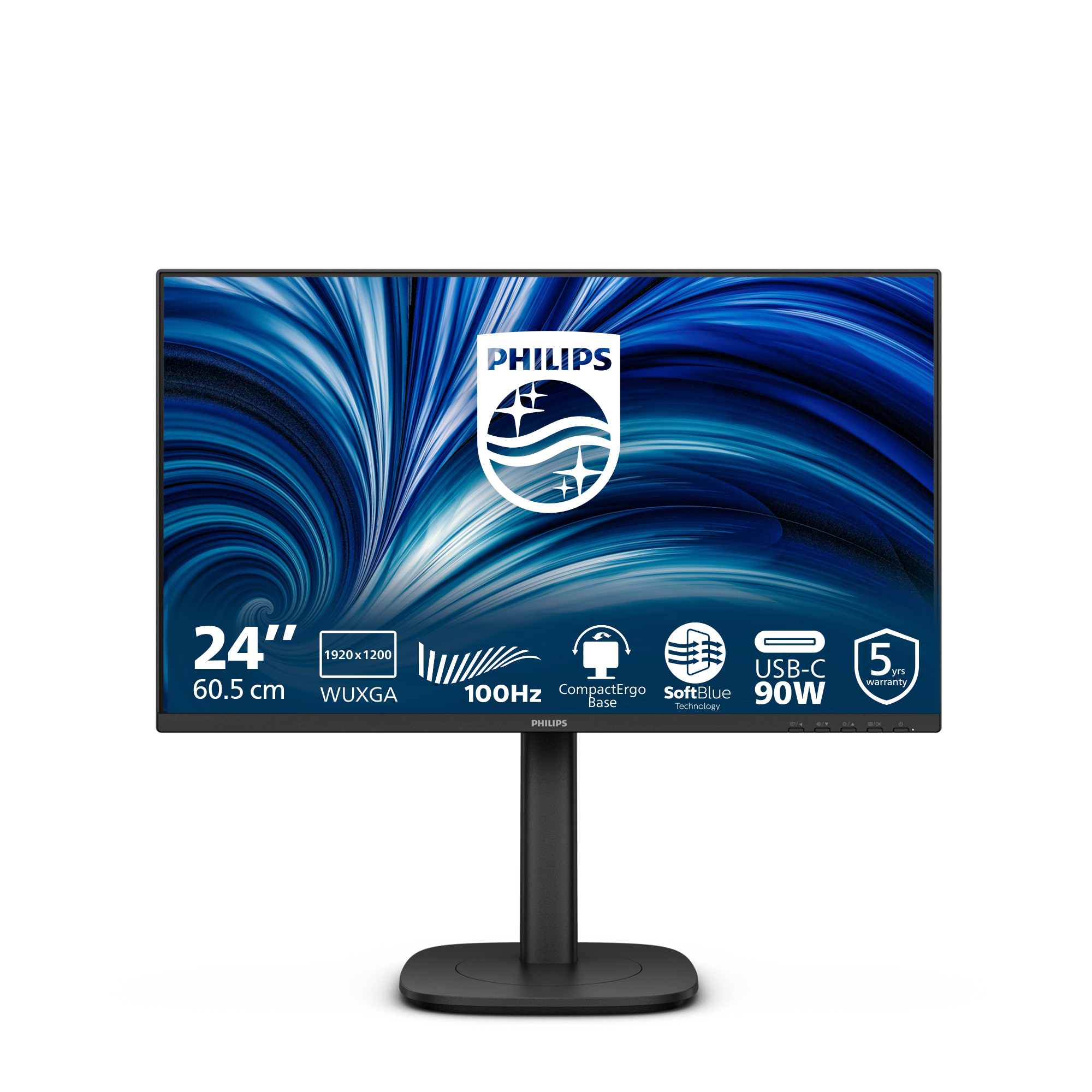 Philips 24B2U3301D - LED monitor - 24" - 1920 x 1200 WUXGA @ 100 Hz - IPS - 300 cd/m� - 1500:1 - 4 ms - HDMI, DisplayPort, USB-C - speakers - black