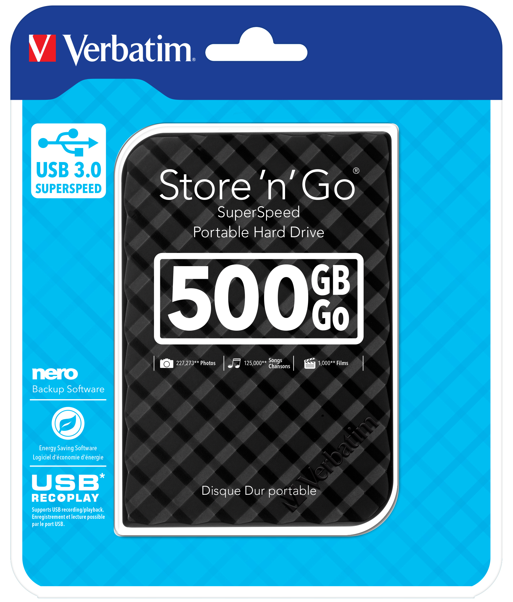 Verbatim Store ‘n’ Go USB 3.0 Hard Drive 500GB Black image 2