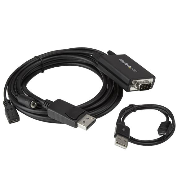 Resim StarTech.com 3m DisplayPort - VGA Aktif Adaptör Kablosu, 3.5mm Ses Girişli