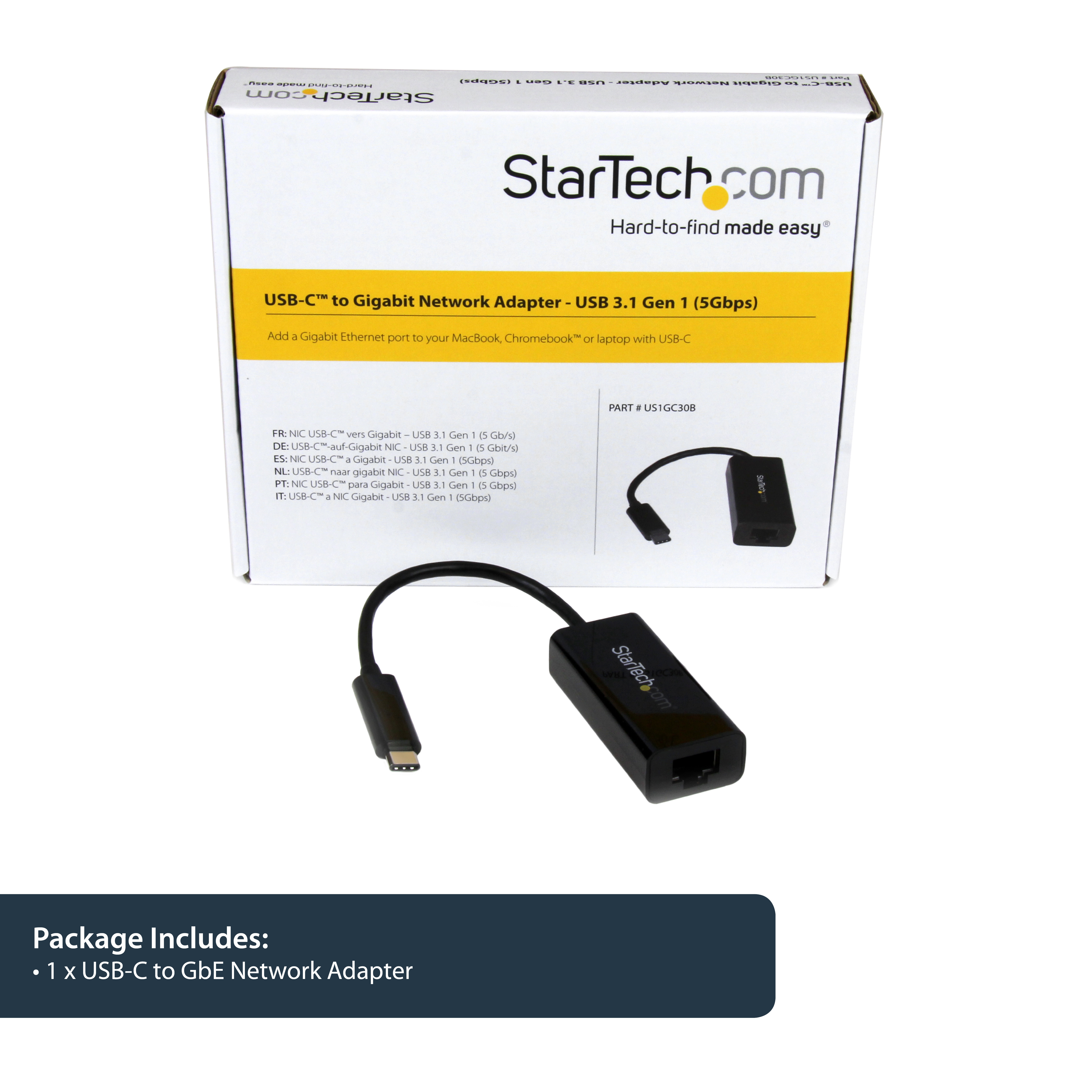 صورة محول شبكة StarTech.com US1GC30B USB-C إلى إيثرنت بسرعة 5 جيجابت - أسود