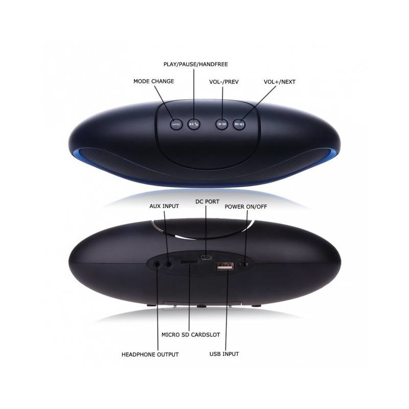 Techly Portable Bluetooth Wireless Rugby Speaker MicroSD/TF Black/Blue ICASBL04 image 11