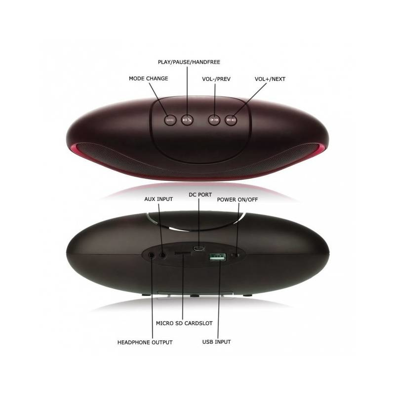 Techly Portable Bluetooth Wireless Rugby Speaker MicroSD/TF Black/Red ICASBL01 image 13