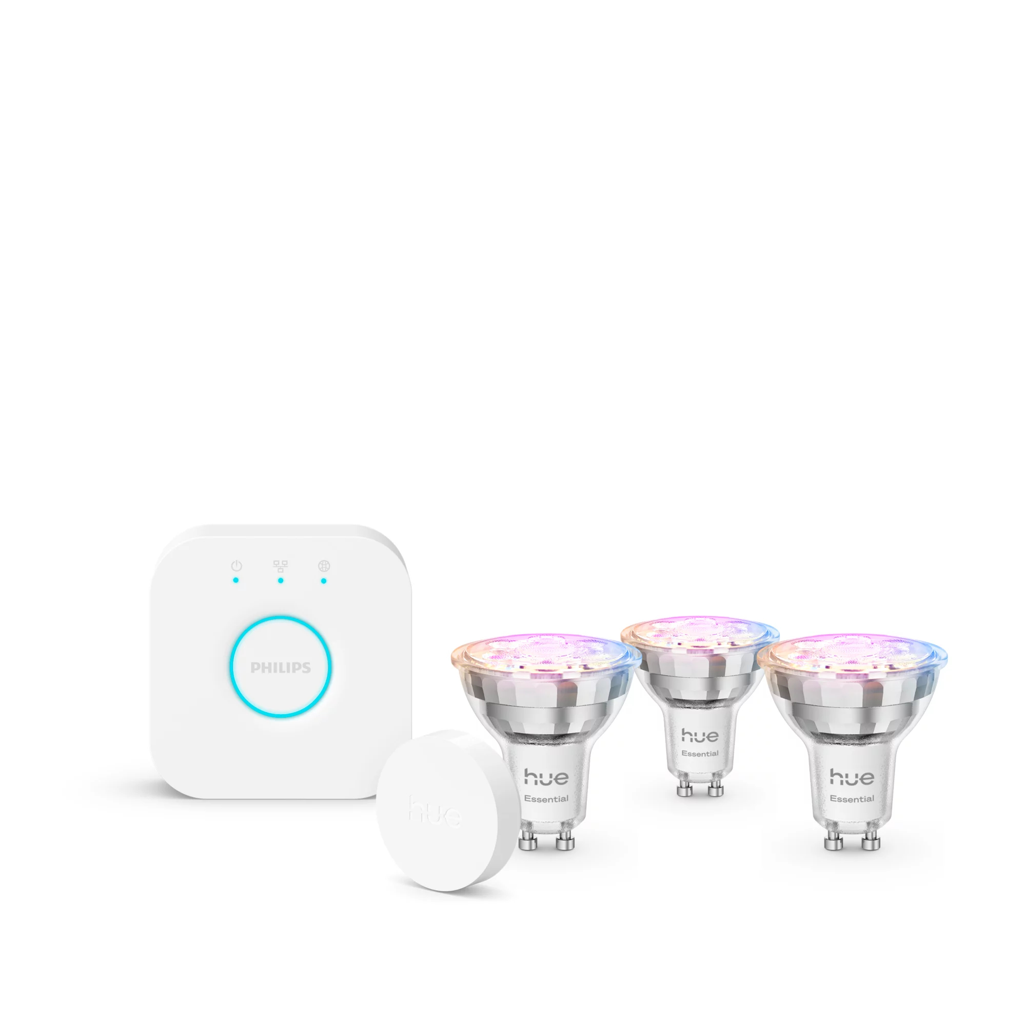 Philips by Signify Kit de démarrage Essential : 3 ampoules connectées GU10 (345 lm) + bouton connecté