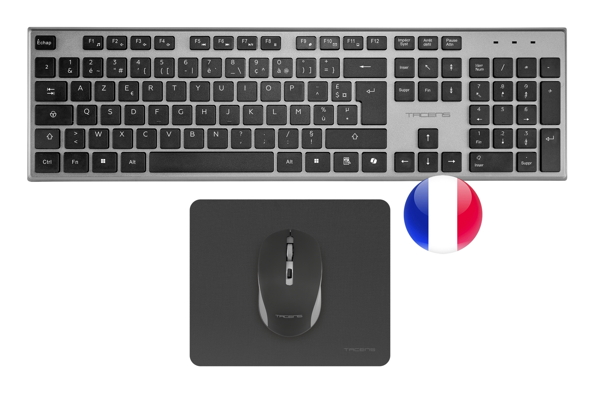Tacens 6ZENITHFR keyboard Mouse included Home/Office RF Wireless AZERTY French Grey
