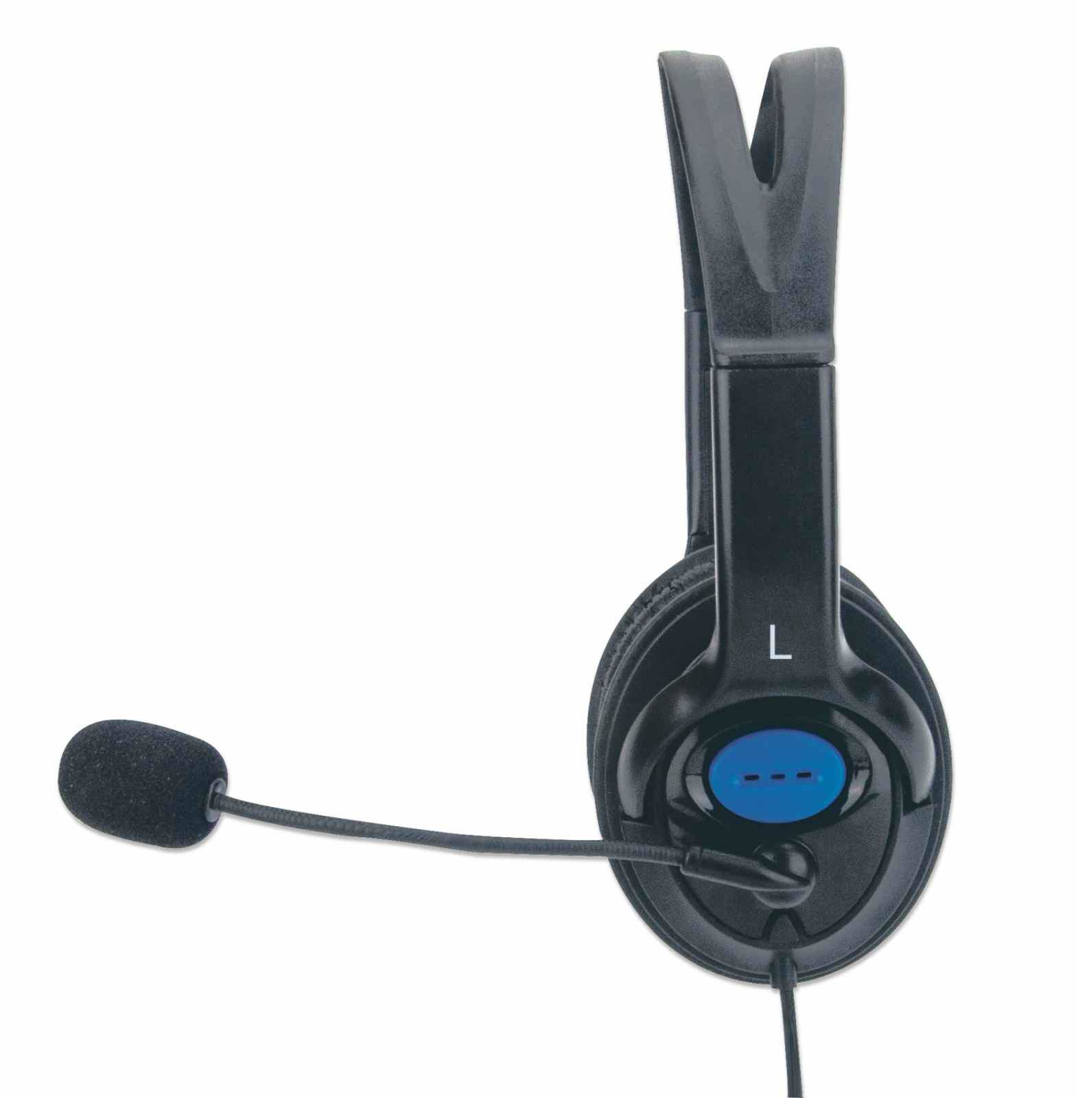Manhattan Stereo Headset, Lightweight, adjustable microphone, in-line volume control, padded cloth ear cushions, two – image 5