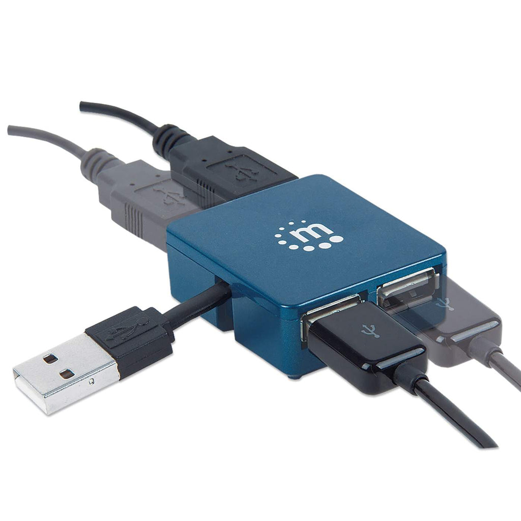 Manhattan USB-A 4-Port Micro Hub, 4x USB-A Ports, Blue, 480 Mbps (USB 2.0), USB powered (no external power supply required), Hi-Speed USB, Three Year Warranty, – image 5