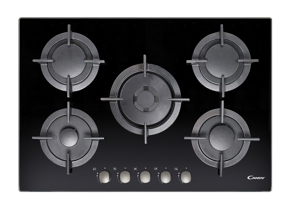 Candy Timeless CVG75SWGNX Black Built-in Gas 5 zone(s)