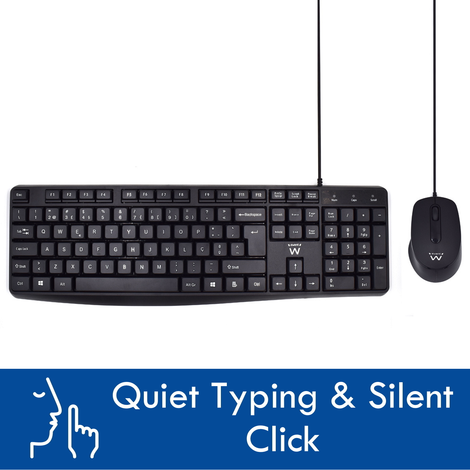Ewent EW3007 keyboard Mouse included Office USB QWERTY Portuguese Black – image 3