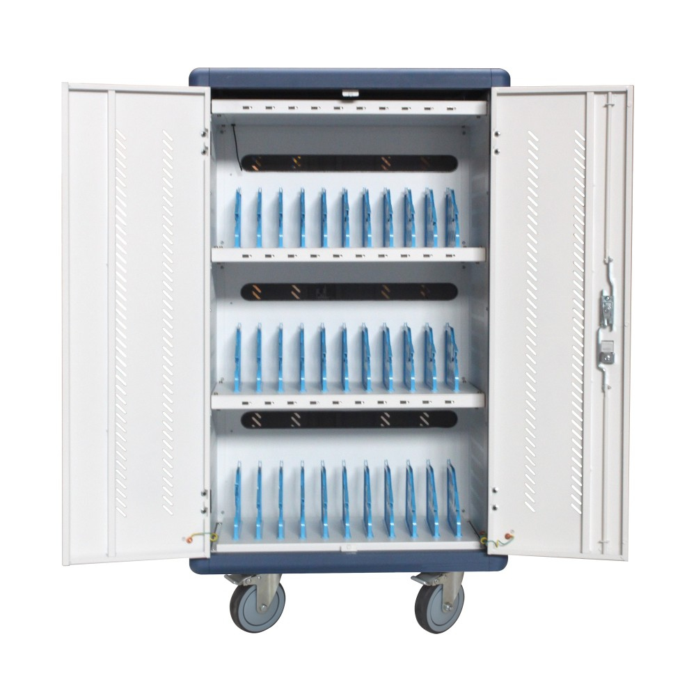 Techly I-CABINET-30DUTY Töltőszekrény 30 táblagéphez 30 USB porttal 5V 30 AC aljzattal