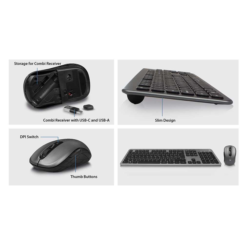 Ewent EW3264 keyboard Mouse included Universal RF Wireless QWERTZ Hungarian Black, Grey – image 3