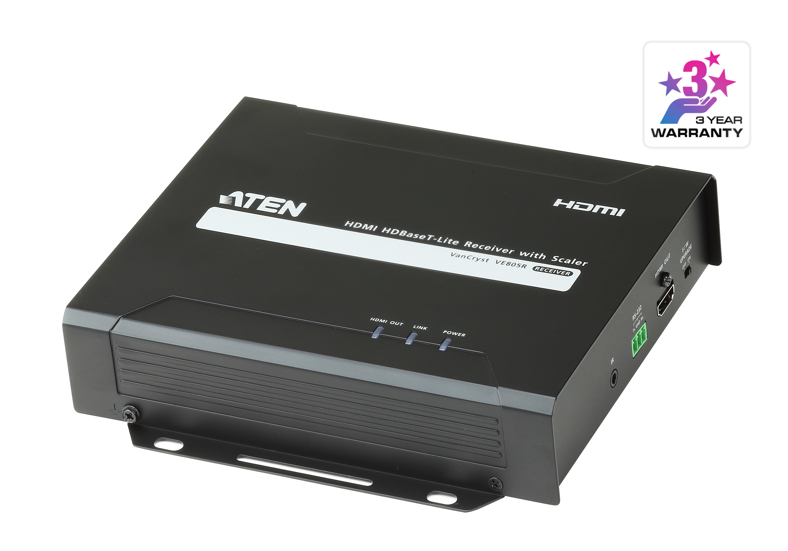 ATEN VE805R HDMI HDBaseT-Lite Receiver with Scaler - Video/audio/infrared/serial extender - receiver - HDMI, HDBaseT - up to 60 m - for VanCryst VM1600A, VM3200