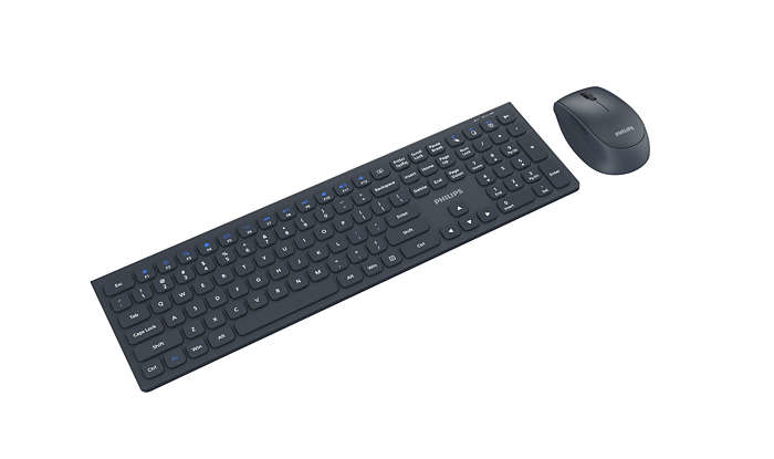 Philips 6000 series SPT6627K/93 keyboard Mouse included Universal RF Wireless + Bluetooth QWERTY English Blue, Grey – image 3