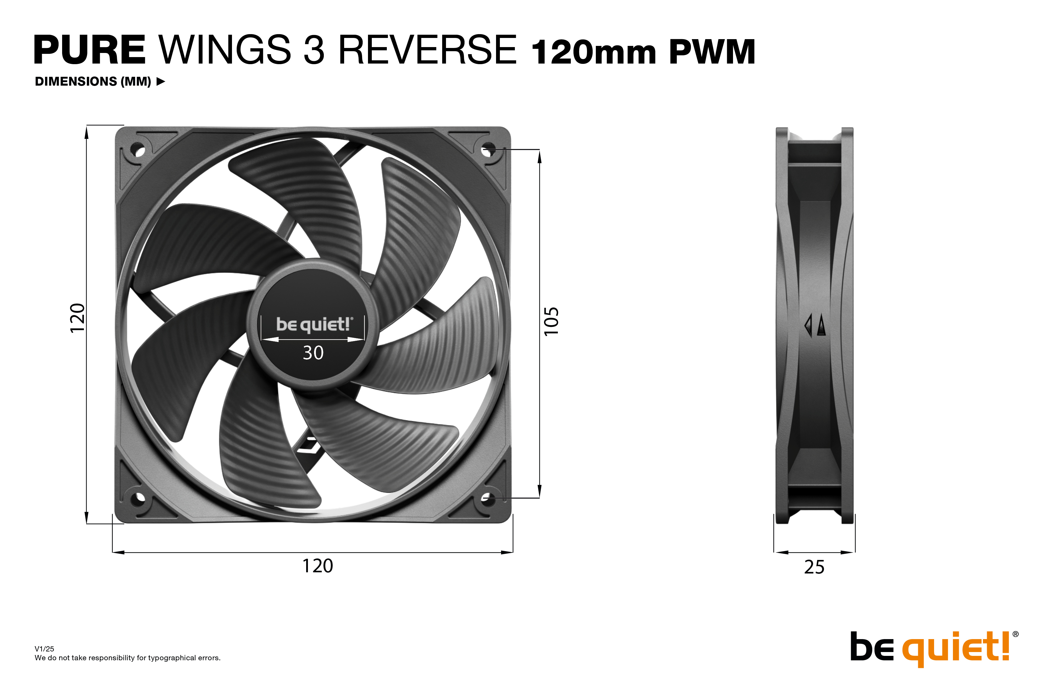 be quiet! Pure Wings 3 120mm | PWM Reverse Triple-Pack Computer case Fan 12 cm Black 3 pc(s) image 4