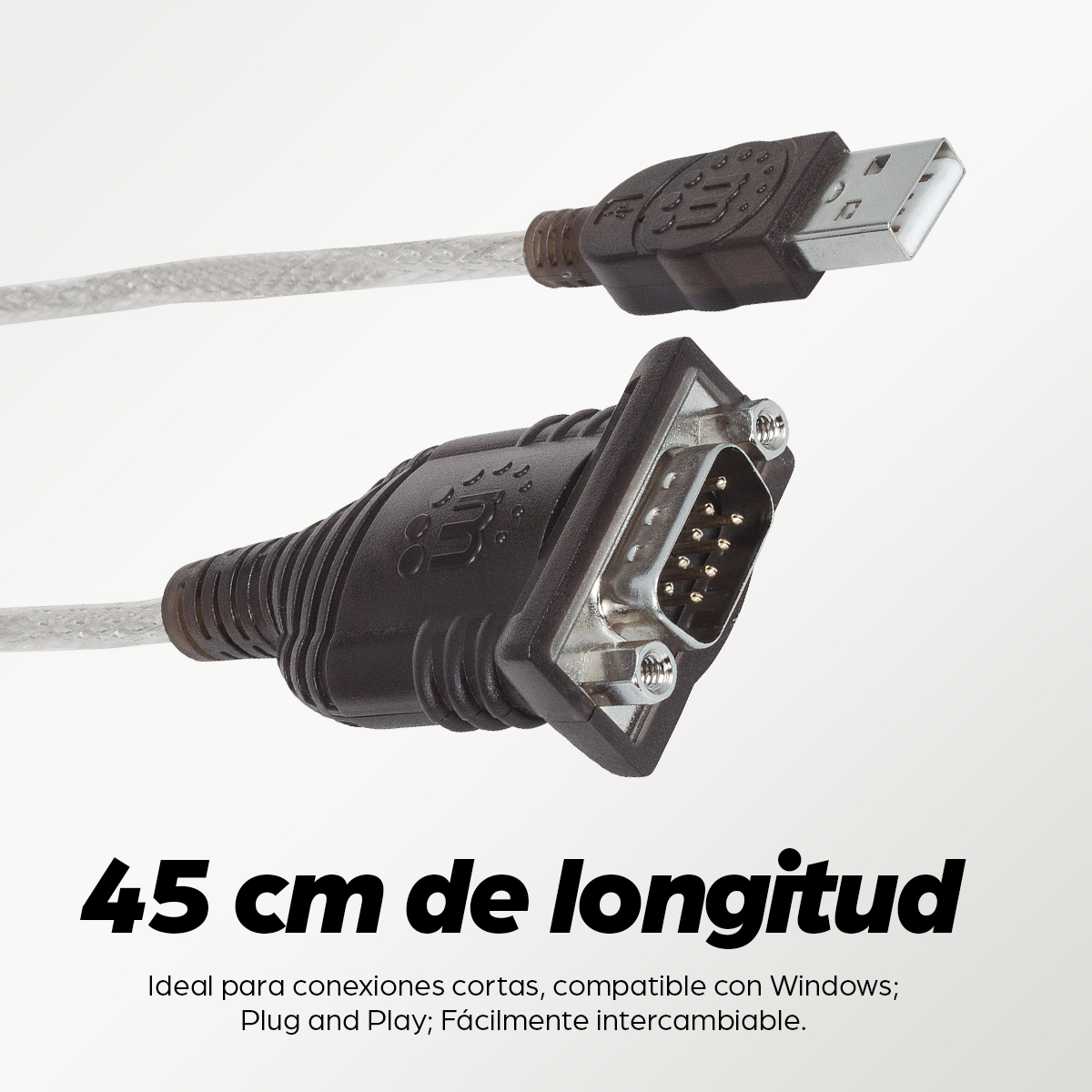 Convertidor de USB a Serial MANHATTAN - RS-232, USB A, Macho/Macho, Gris, 0, 45 m, 205146