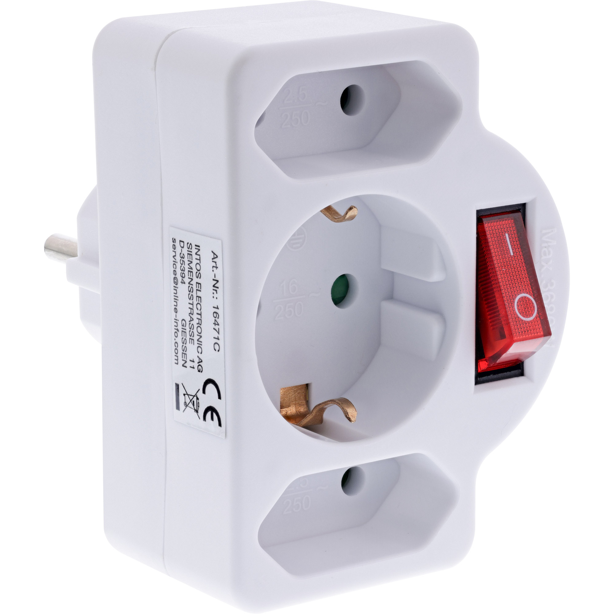 InLine 16471C adattatore per presa di corrente Tipo F 2x Type C Type F Bianco