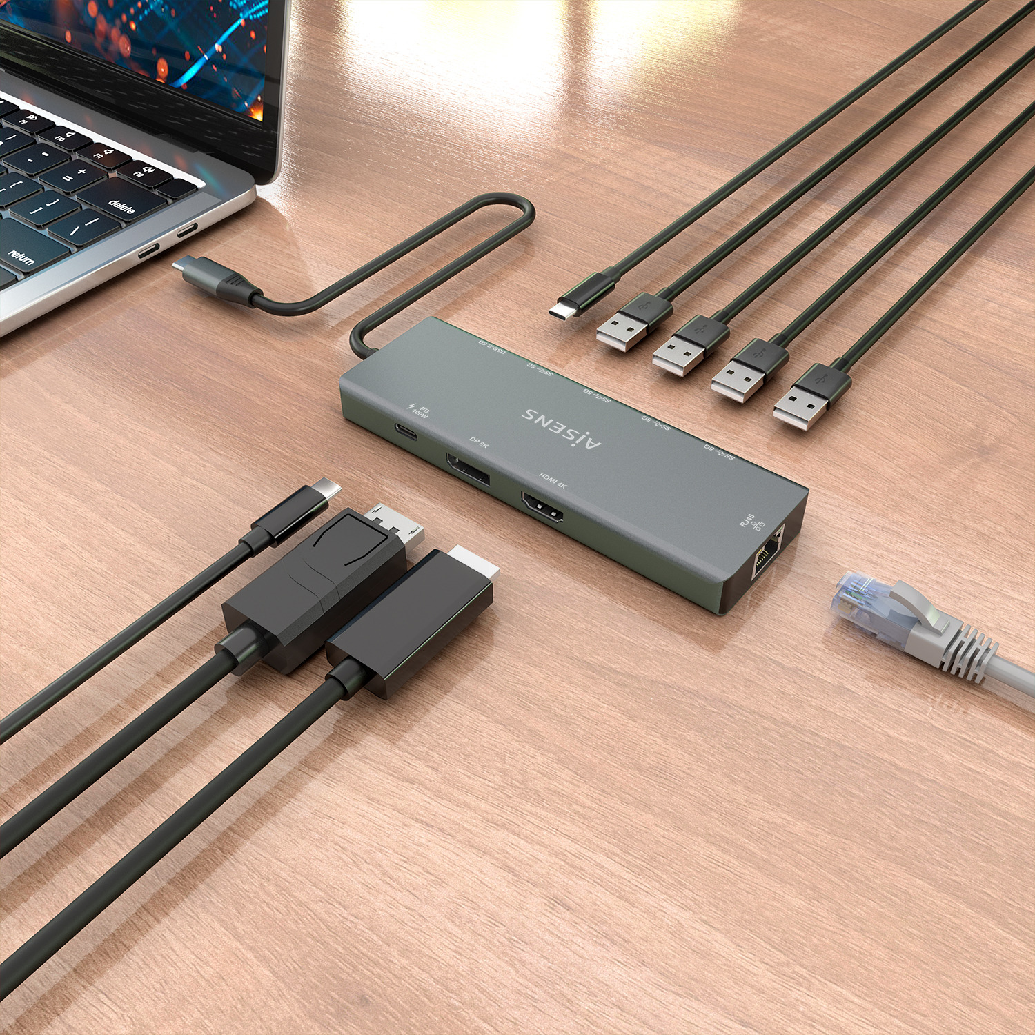 AISENS ASUC-9P051-GR laptop dock/port replicator Wired USB 3.2 Gen 1 (3.1 Gen 1) Type-C Grey – image 5