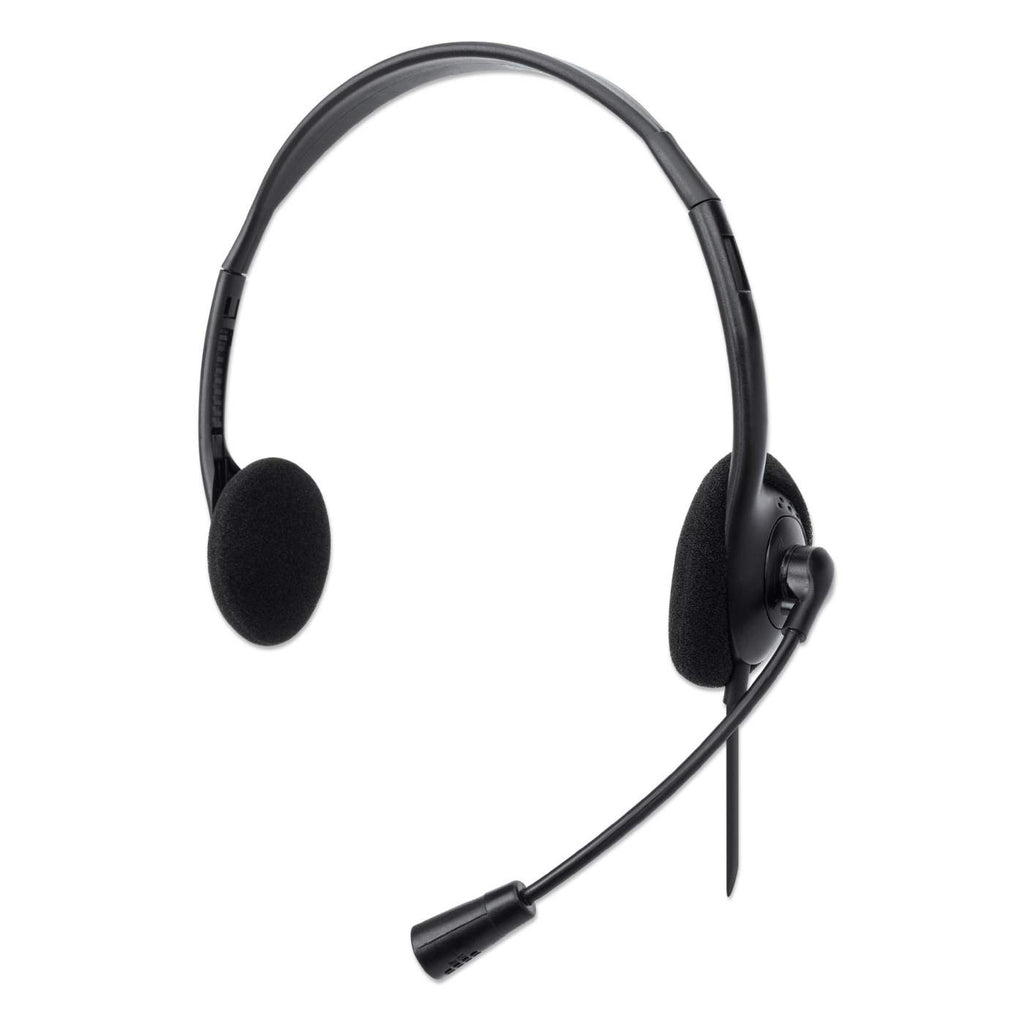 Manhattan Stereo On-Ear Headset (USB), Microphone Boom, Polybag Packaging, Adjustable Headband, Ear Cushion, 1x USB-A for both sound and mic use, cable 1.5m, Th – image 1