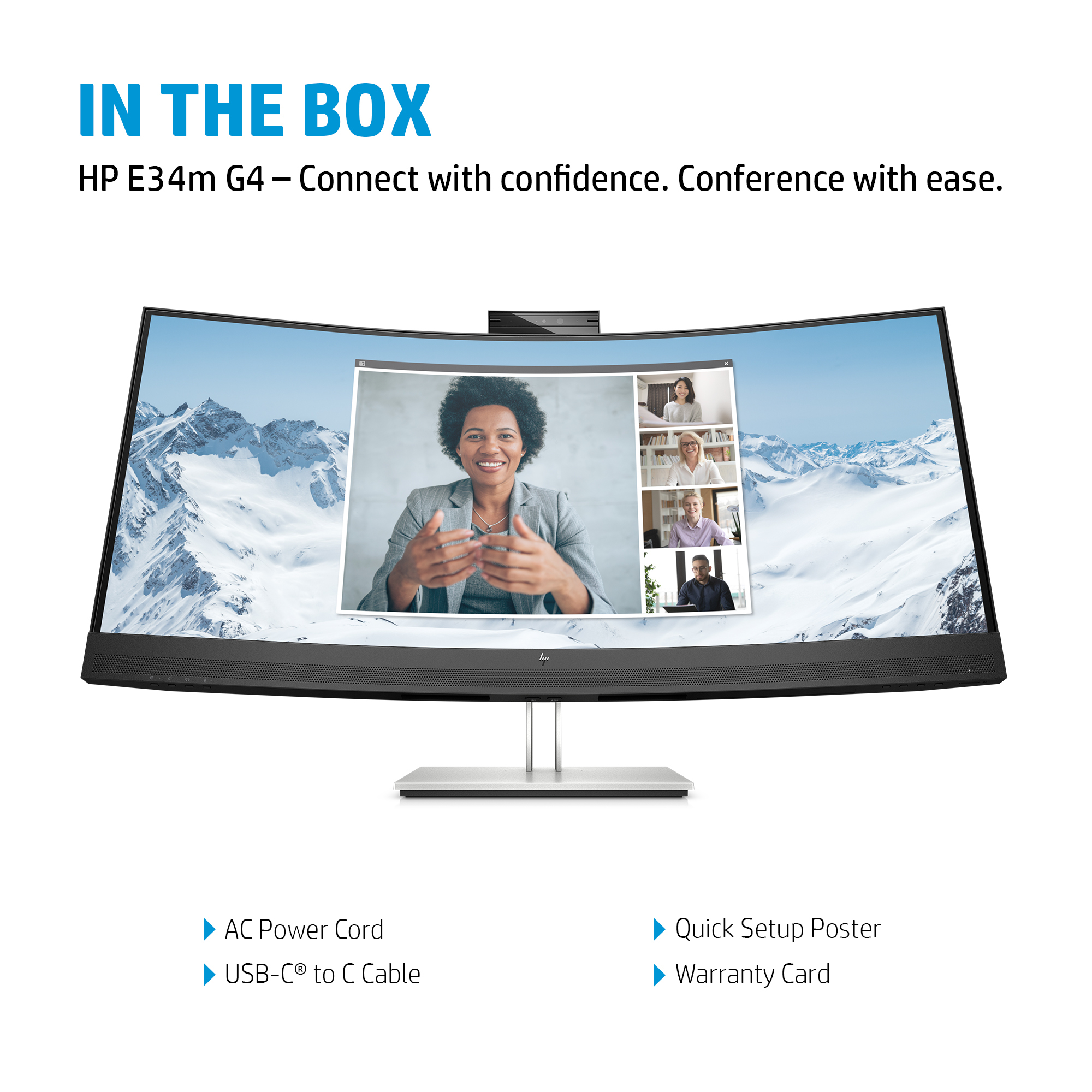 HP E34m G4 WQHD Curved USB-C Conferencing Monitor – image 3
