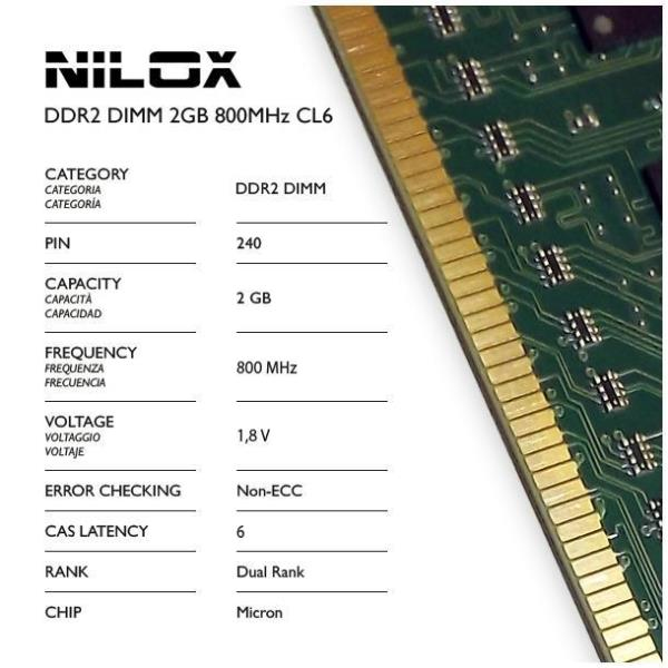 Nilox 2GB PC2-6400 memory module 1 x 2 GB DDR2 240-pin DIMM image 2