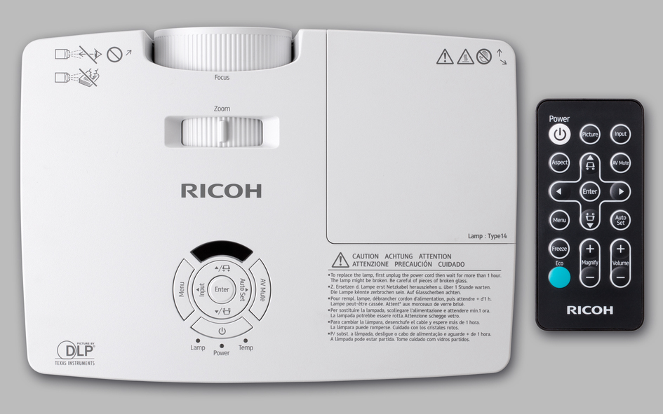 Specs Ricoh PJ WX2240 data projector Standard throw projector 3100 ANSI  lumens DLP WXGA (1280x800) 3D White, Black (PJ WX2240)