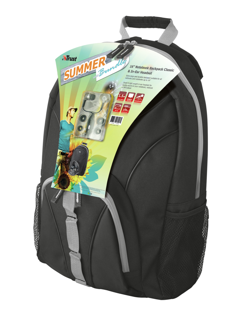Trust 16" Notebook Backpack & In-Ear Headset