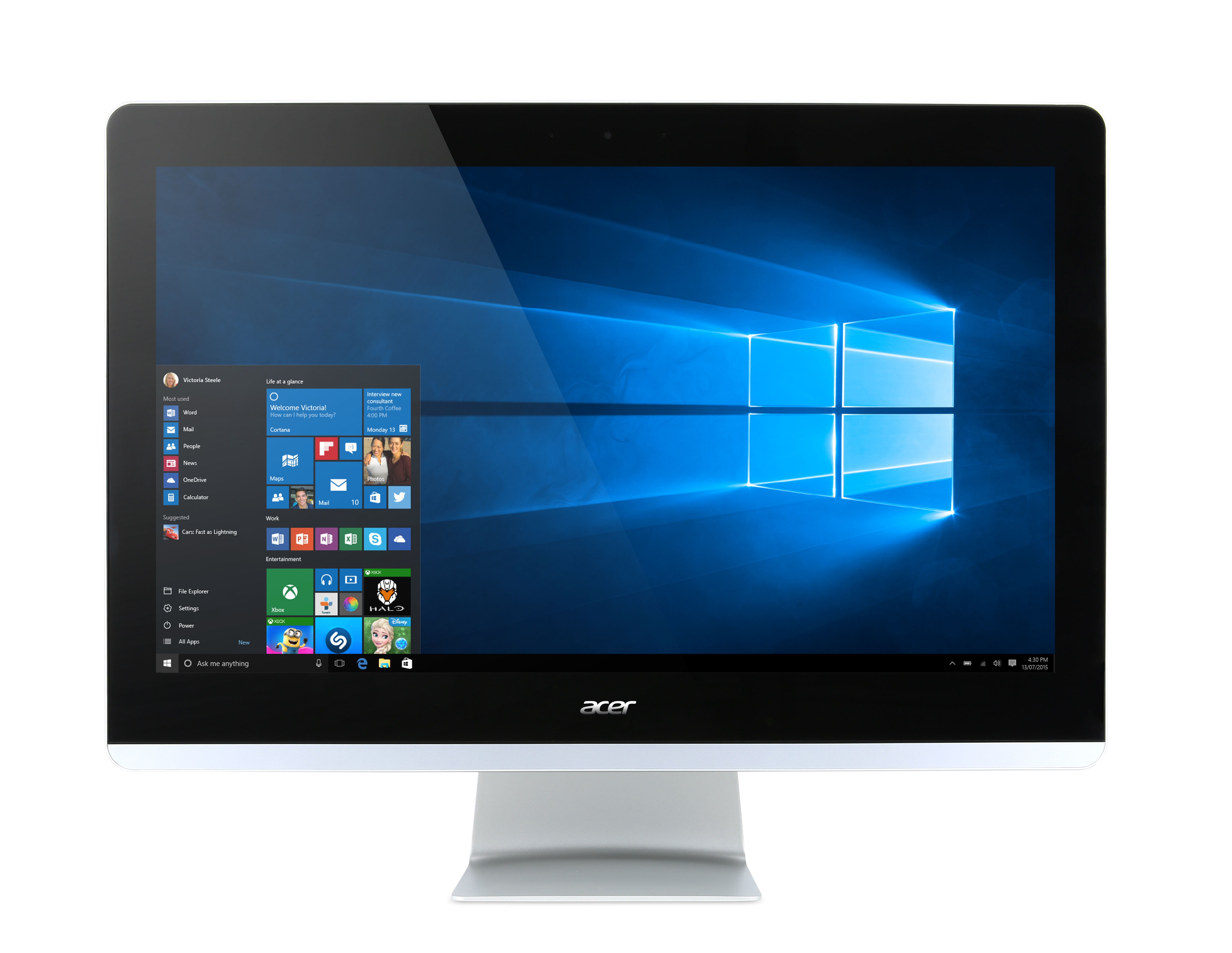 Acer Aspire Z3-710-UR54 Intel® Core™ i5 i5-4590T 60.5 cm (23.8″) 1920 x 1080 pixels Touchscreen All-in-One PC 8 GB DDR3L-SDRAM 1 TB HDD Windows 10 Home Black image 1