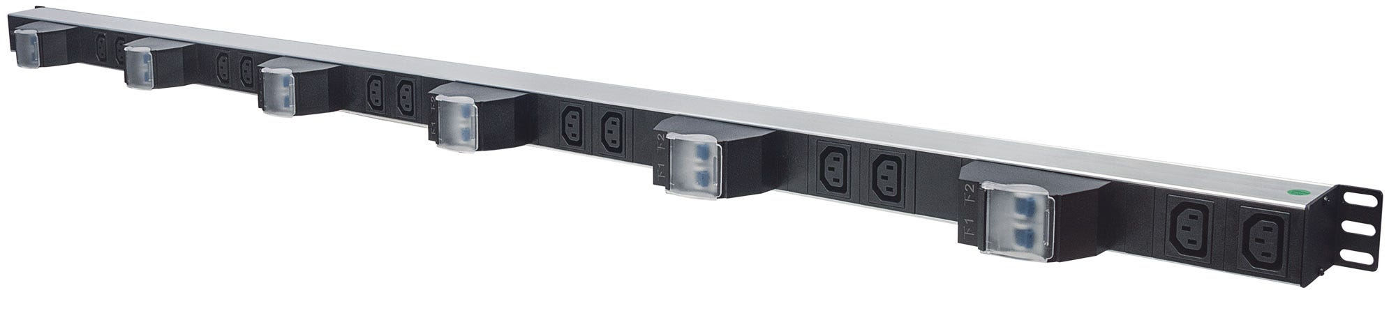 Intellinet Vertical Rackmount 12-Output C13 Power Distribution Unit (PDU), With Air Switch for Each Output, Removable Power Cable and Rear C14 Input (Euro 2-pin – image 1