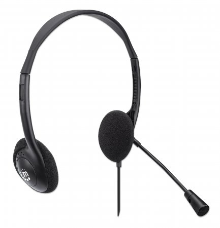 Manhattan Stereo On-Ear Headset (USB), Microphone Boom, Retail Box Packaging, Adjustable Headband, Ear Cushion, 1x USB-A for both sound and mic use, cable 1.5m, – image 6