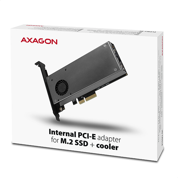 Axagon PCEM2-DC PCIe x4 - M.2 NVMe M-key + SATA B-key slot adapter w. cooler, SP & LP – image 7