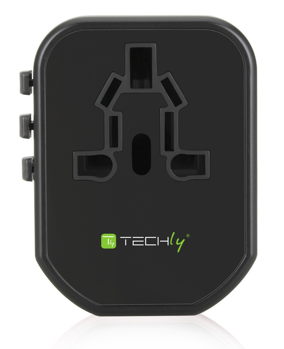 Techly Travel Adapter with 2 USB Ports 2.4A Black – image 2