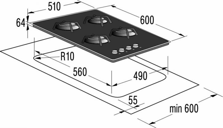 Gorenje GC640BC hob Black Built-in Gas 4 zone(s) – image 2
