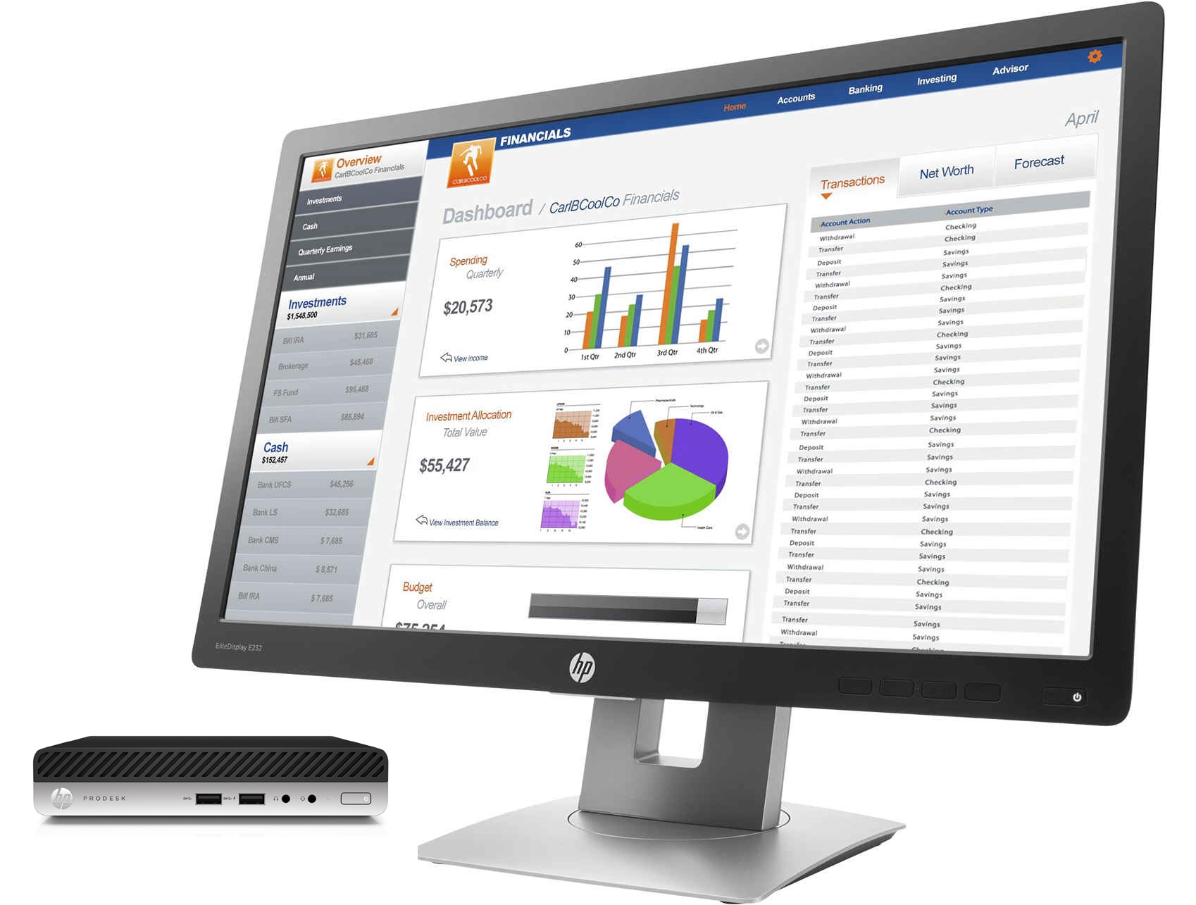 HP DESKTOP BUNDEL (1EX82EA+M1N98AT) ProDesk 400 Mini Intel Core i5-7500T + E232 monitor – image 1