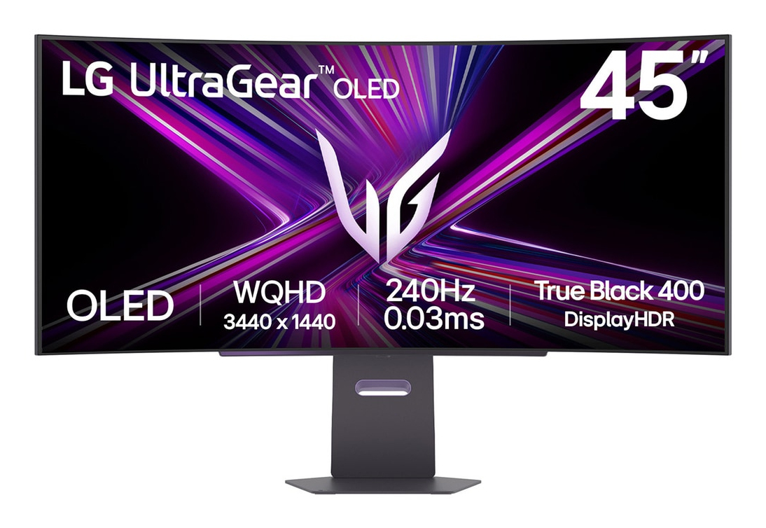 LG UltraGear 45GX900A-B - OLED monitor - gaming - curved - 45" - 3440 x 1440 UWQHD @ 240 Hz - 1500000:1 - DisplayHDR 400 True Black - 0.03 ms - 2xHDMI, DisplayPort, USB-C - speakers