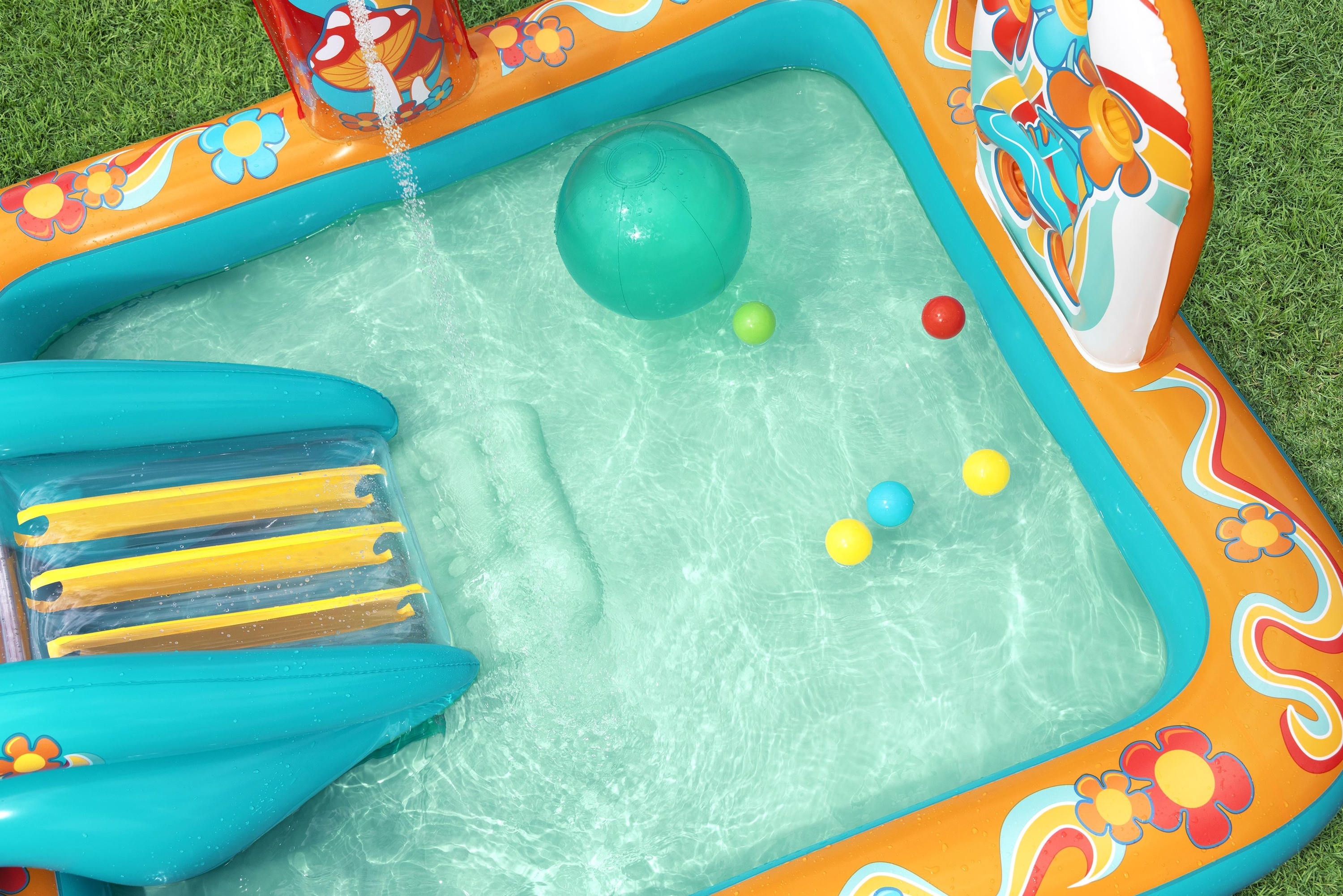 صورة مركز لعب قابل للنفخ وحوض سباحة للأطفال Retro Groove، 1.93 متر × 1.52 متر × 0.74 متر